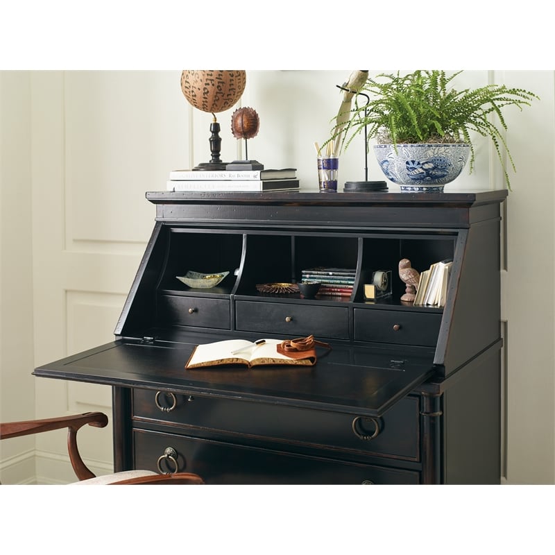 Scranton & Co Secretary Desk in Black Cherry Finish with Drop-Front Lid