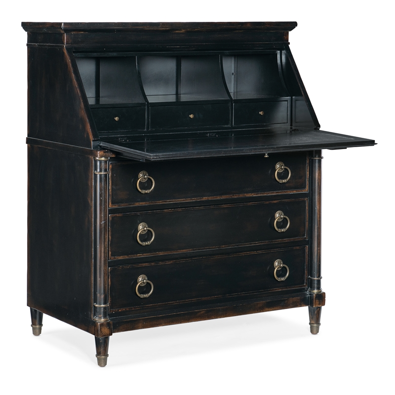 Scranton & Co Secretary Desk in Black Cherry Finish with Drop-Front Lid