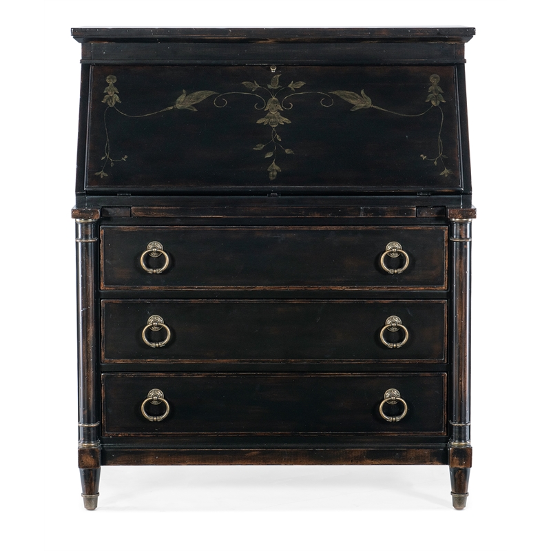 Scranton & Co Secretary Desk in Black Cherry Finish with Drop-Front Lid