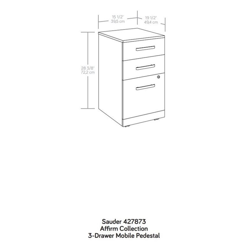Scranton & Co 3-Drawer Mobile Filing Cabinet in Engineered Wood Hudson Elm
