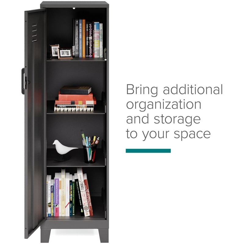 Scranton & Co 4 Shelf Metal Storage Locker Cabinet Black 53.4