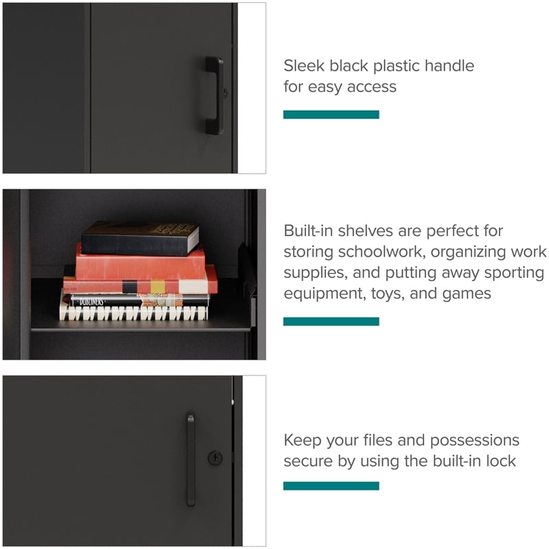 Scranton & Co 4 Shelf Metal Storage Locker Cabinet Black 53.4