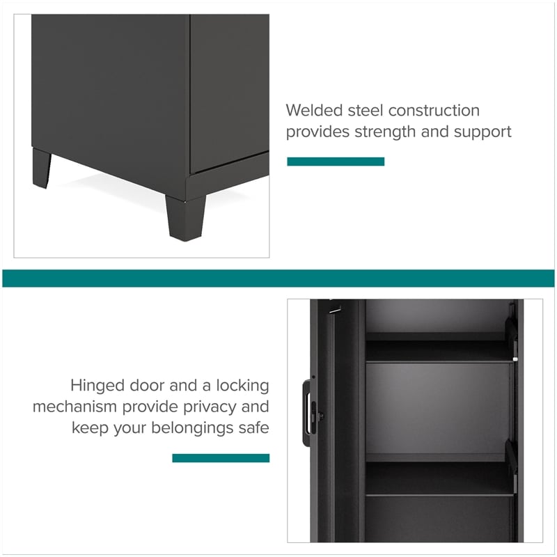 Scranton & Co 4 Shelf Metal Storage Locker Cabinet Black 53.4