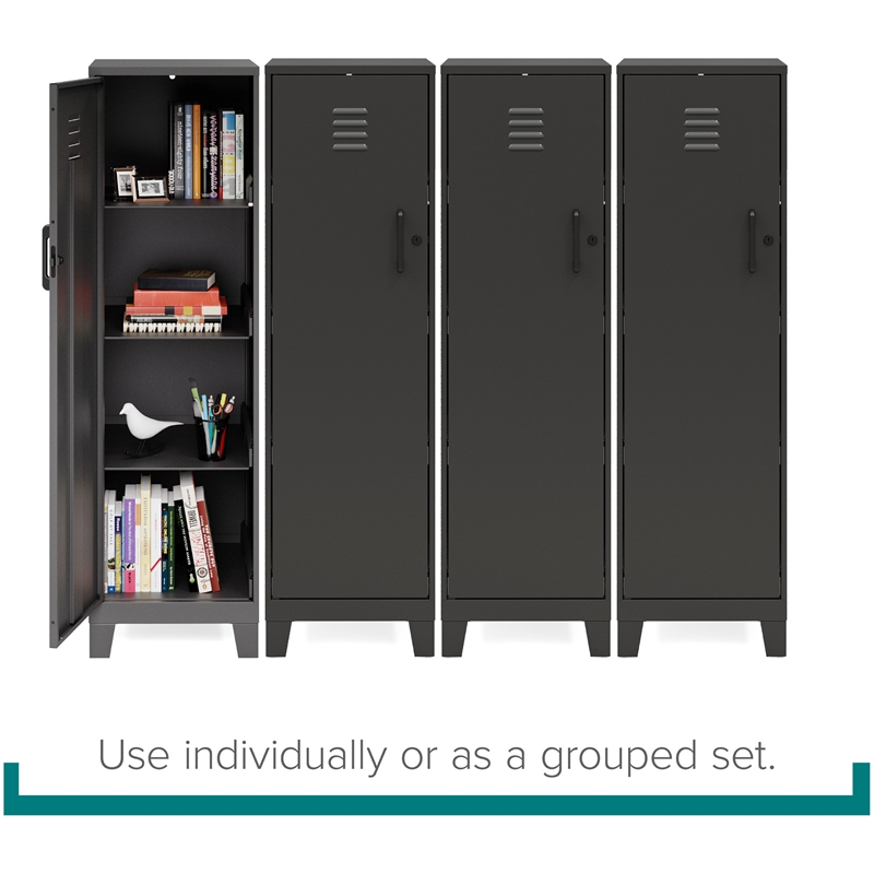 Scranton & Co 4 Shelf Metal Storage Locker Cabinet Black 53.4