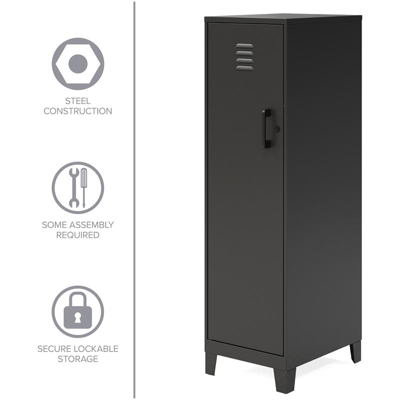 Scranton & Co 4 Shelf Metal Storage Locker Cabinet Black 53.4
