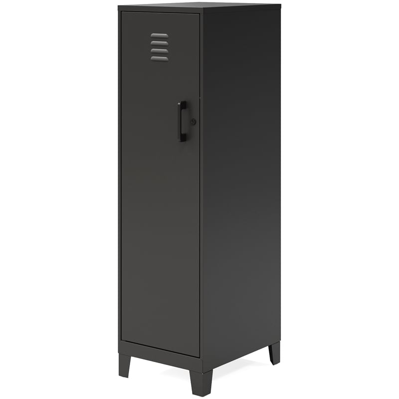 Scranton & Co 4 Shelf Metal Storage Locker Cabinet Black 53.4
