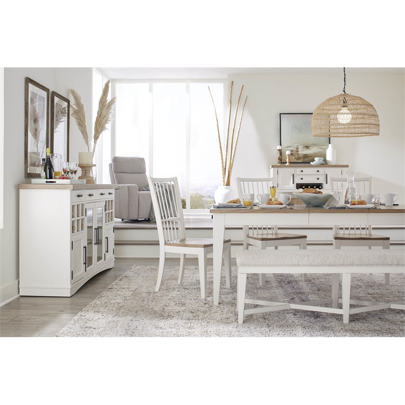 Scranton & Co 66-Inch Wood Dining Buffet Server with Dual Power Center in White