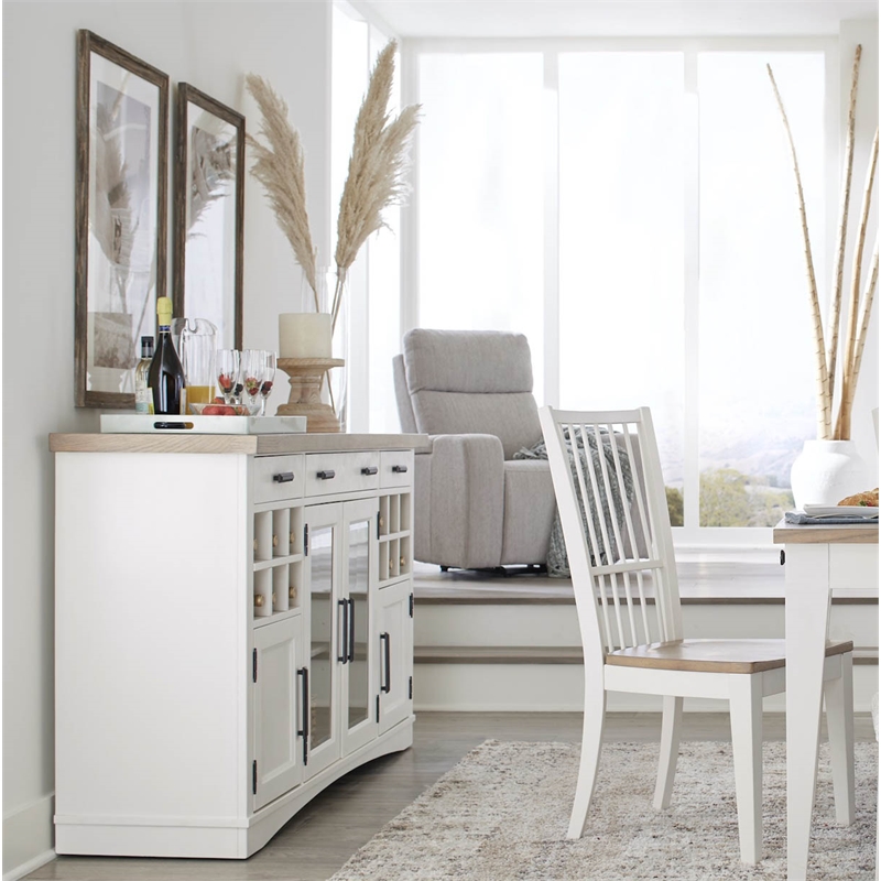 Scranton & Co 66-Inch Wood Dining Buffet Server with Dual Power Center in White