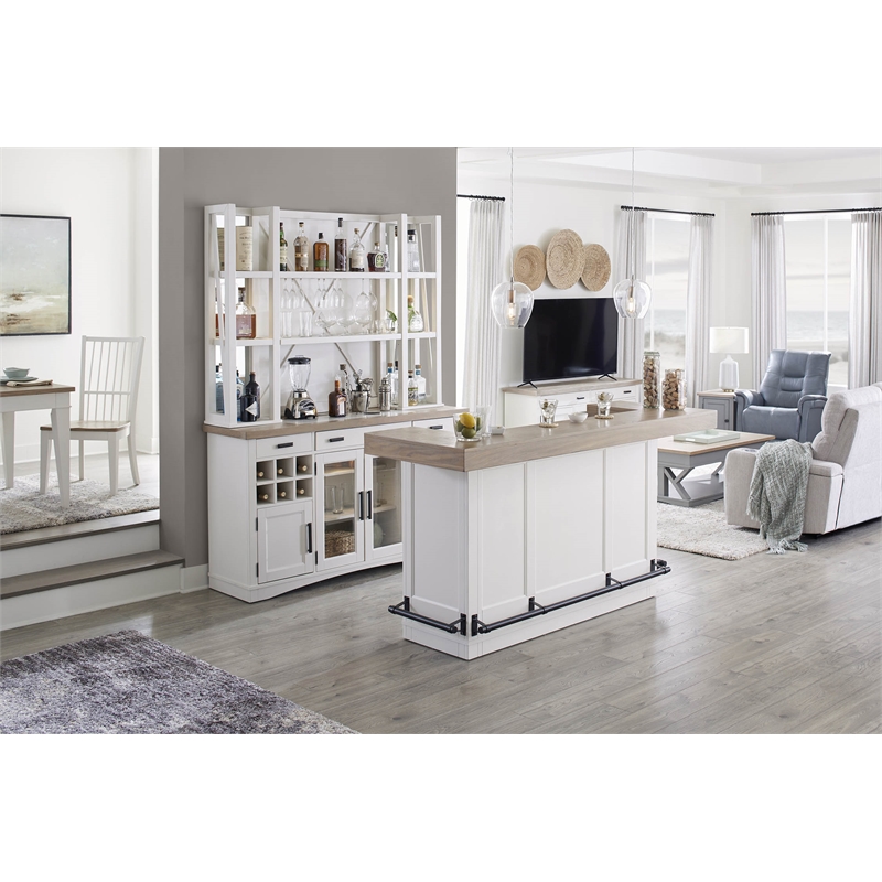 Scranton & Co 66-Inch Wood Dining Buffet Server with Dual Power Center in White