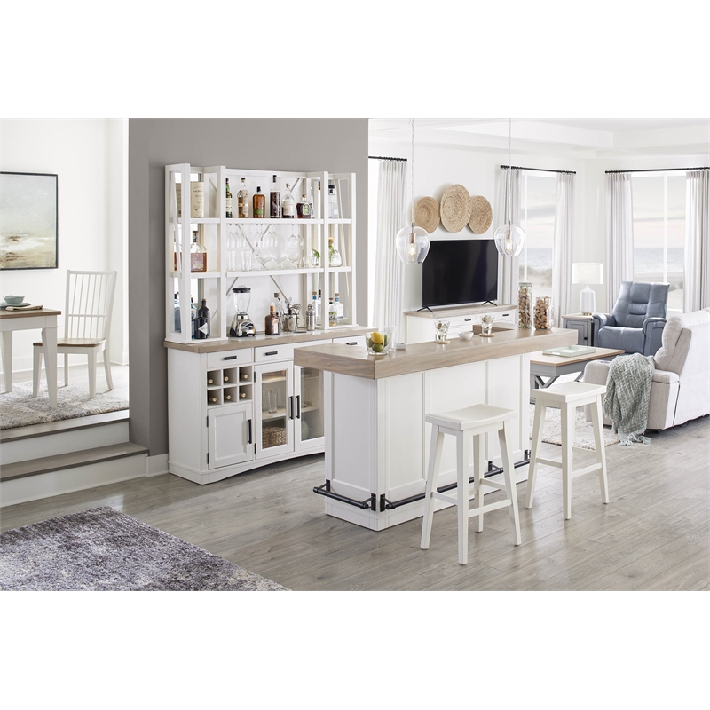 Scranton & Co 66-Inch Wood Dining Buffet Server with Dual Power Center in White