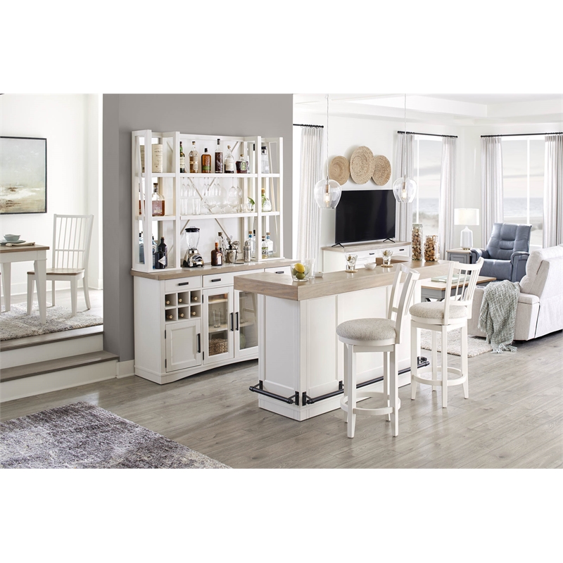 Scranton & Co 66-Inch Wood Dining Buffet Server with Dual Power Center in White