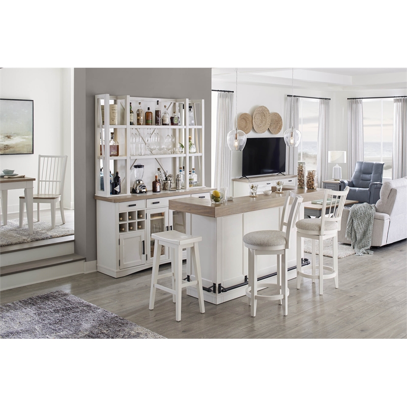 Scranton & Co 66-Inch Wood Dining Buffet Server with Dual Power Center in White