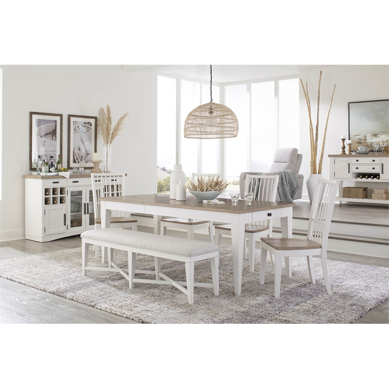Scranton & Co 66-Inch Wood Dining Buffet Server with Dual Power Center in White