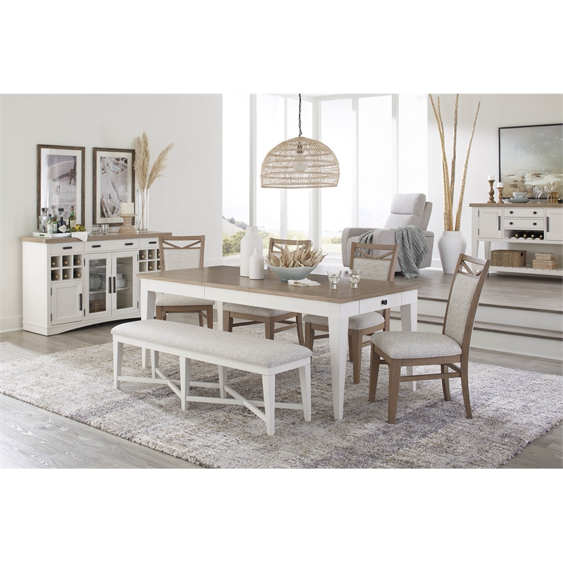 Scranton & Co 66-Inch Wood Dining Buffet Server with Dual Power Center in White