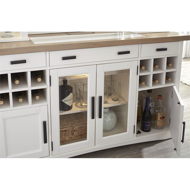 Scranton & Co 66-Inch Wood Dining Buffet Server with Dual Power Center in White