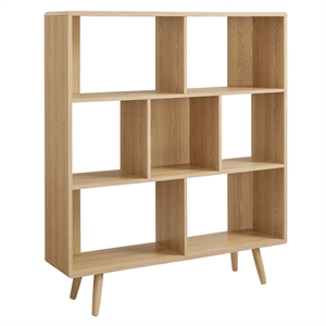 Scranton & Co 7-Shelf Wood Bookcase with Splayed Legs in Oak Finish