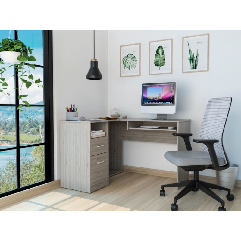 Scranton & Co Raleigh L-Shaped Desk Engineered Wood Light Gray