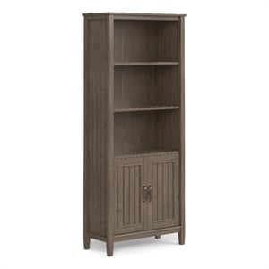 Scranton & Co Lev Solid Wood 72-in Bookcase Smoky Brown with Storage