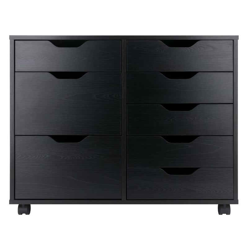 Scranton & Co 6-Drawer Mobile Storage Cabinet in Polished Black