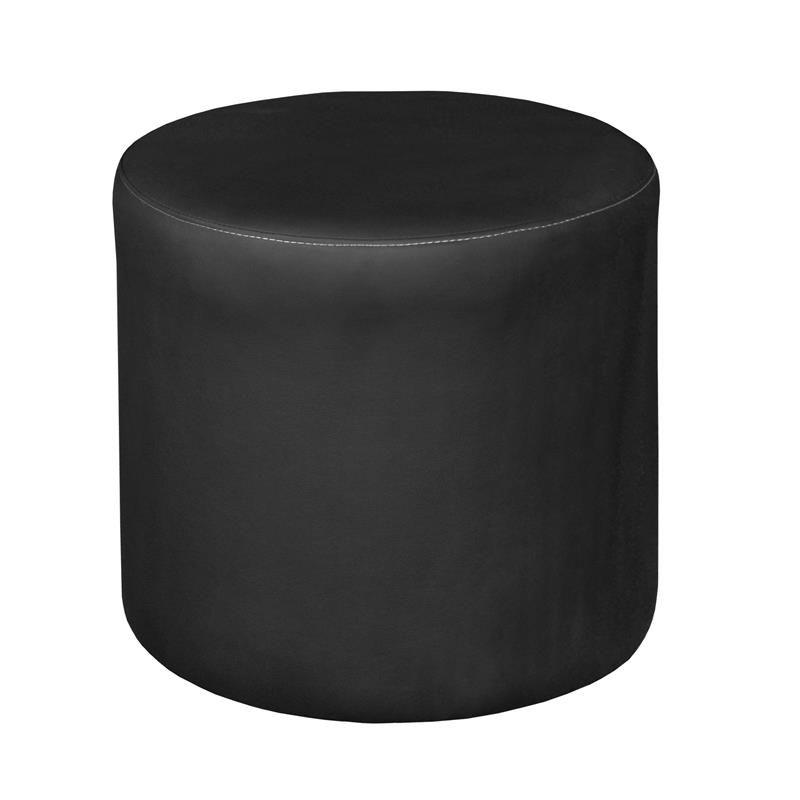 Scranton & Co Plush Round Ottoman in Soft Durable Black Vinyl