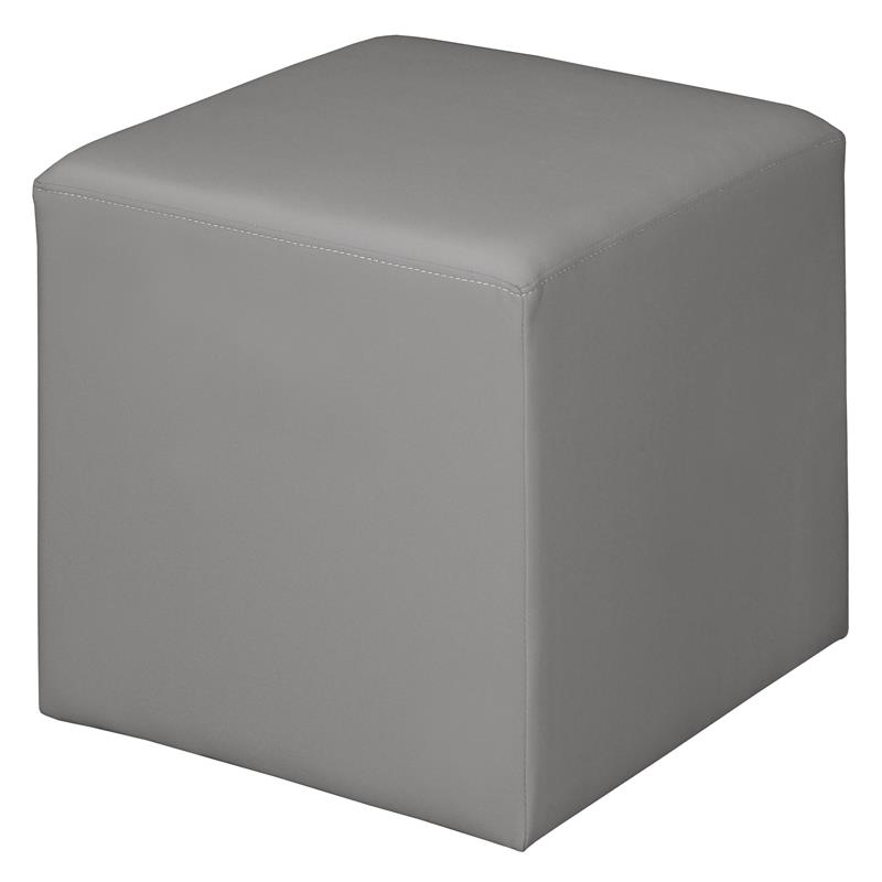 Scranton & Co Plush Lounge and Square Ottoman in Soft Durable Grey Vinyl