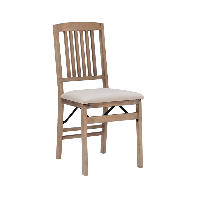 Scranton & Co Mission Style Folding Chair Set with Cushioned Seats in Graywash