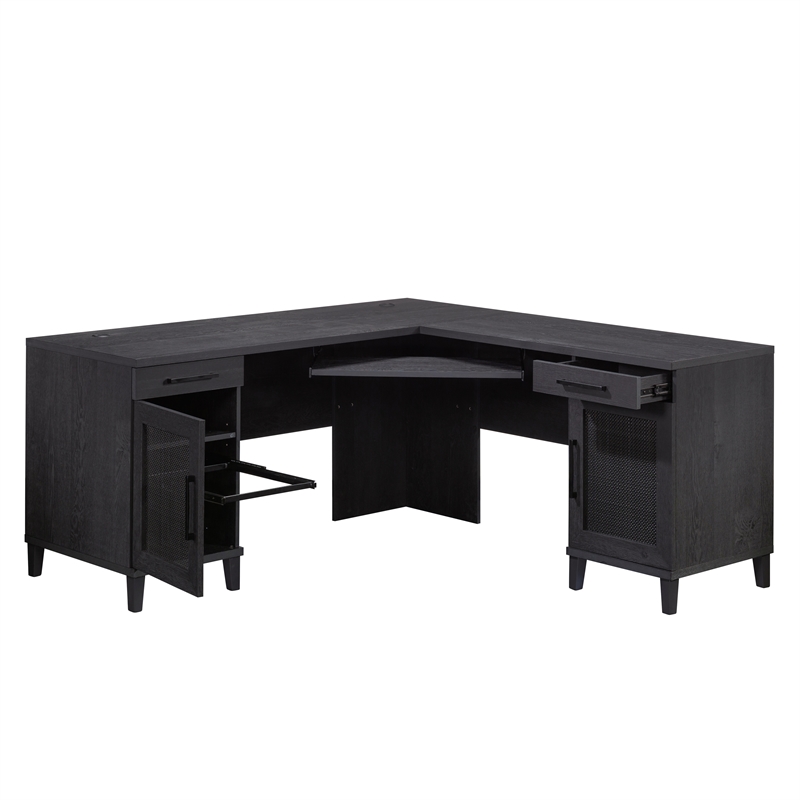 Scranton & Co Coastal Engineered Wood L-Desk in Raven Oak Finish