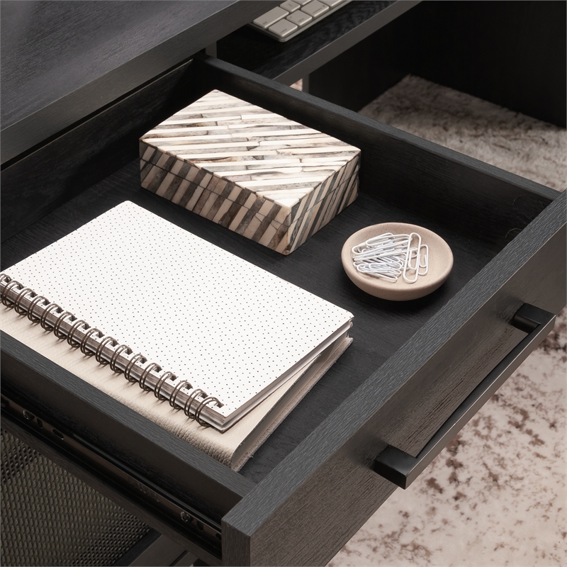 Scranton & Co Coastal Engineered Wood L-Desk in Raven Oak Finish