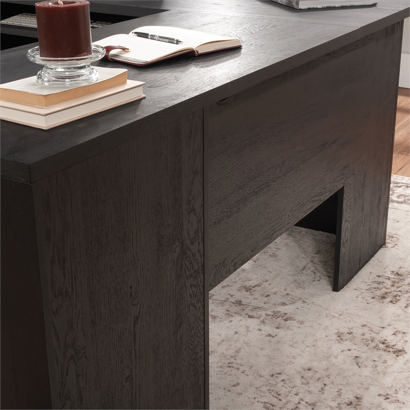 Scranton & Co Coastal Engineered Wood L-Desk in Raven Oak Finish
