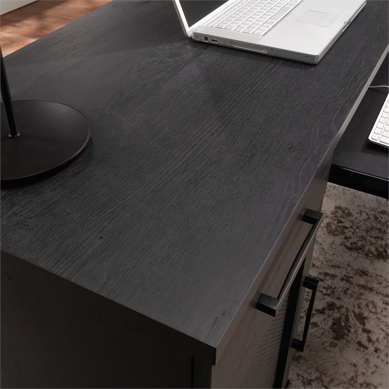Scranton & Co Coastal Engineered Wood L-Desk in Raven Oak Finish