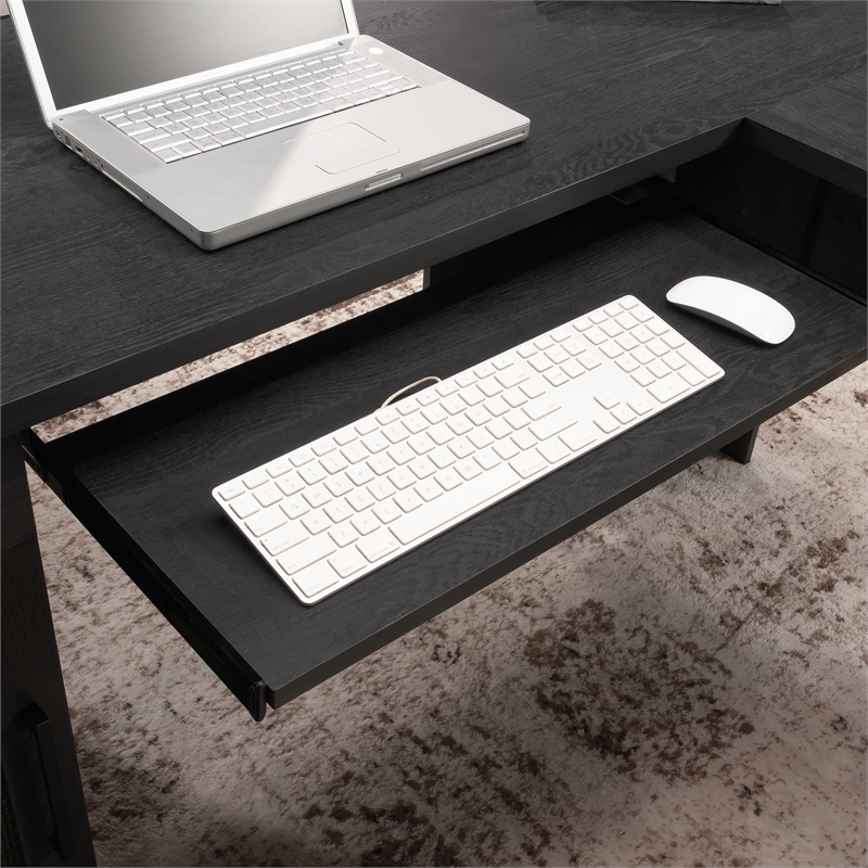 Scranton & Co Coastal Engineered Wood L-Desk in Raven Oak Finish