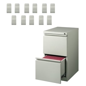 Scranton & Co Set of 12 Mobile 2-Drawer Steel File Cabinets in Gray