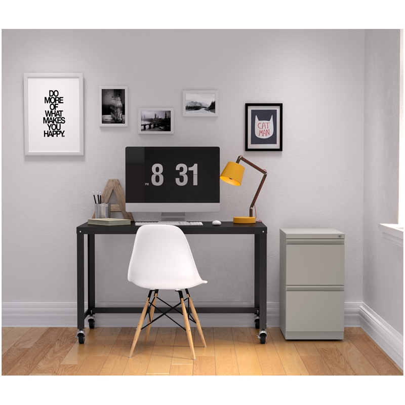 Scranton & Co Set of 12 Mobile 2-Drawer Steel File Cabinets in Gray