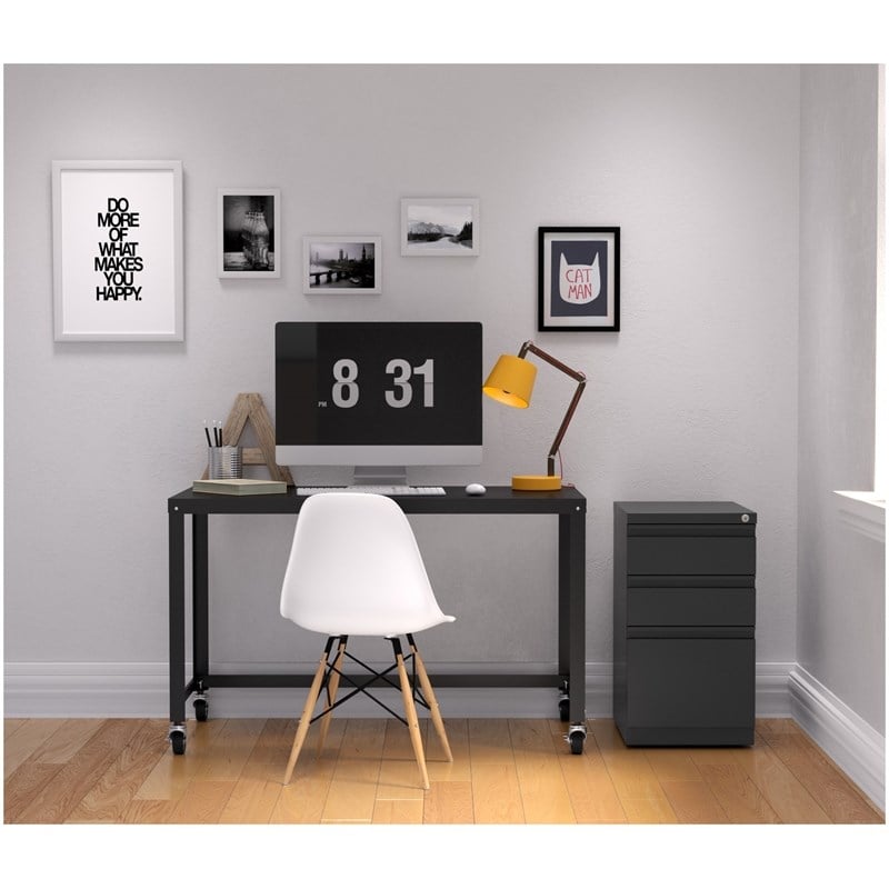 Scranton & Co 12-Unit Mobile 3-Drawer Metal File Cabinet in Charcoal