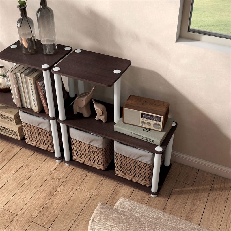 Scranton & Co 3-Cube Open Bookcase in Engineered Wood Espresso Finish