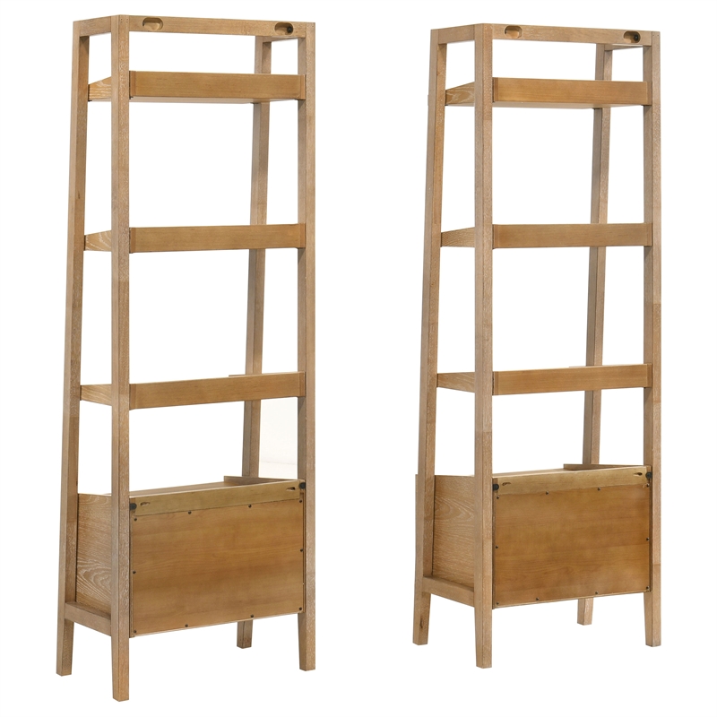 Scranton & Co Distressed Light Brown Two-Piece Bookshelf with Drawer