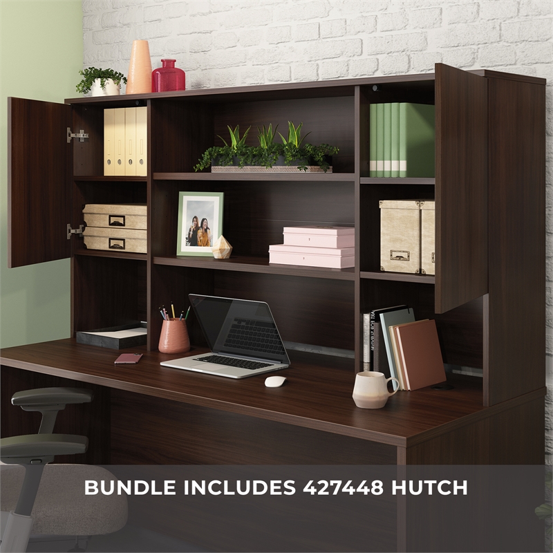 Scranton & Co 72x24 Desk with Hutch Bundle in Engineered Wood Noble Elm