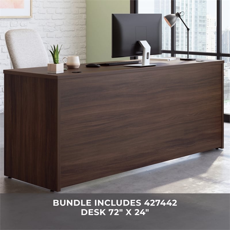 Scranton & Co 72x24 Desk with Hutch Bundle in Engineered Wood Noble Elm