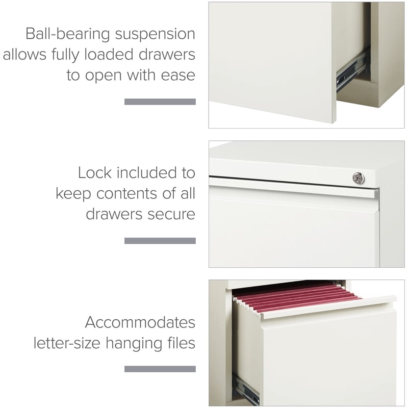 Scranton & Co Set of 12 White Metal 3-Drawer Mobile File Cabinets