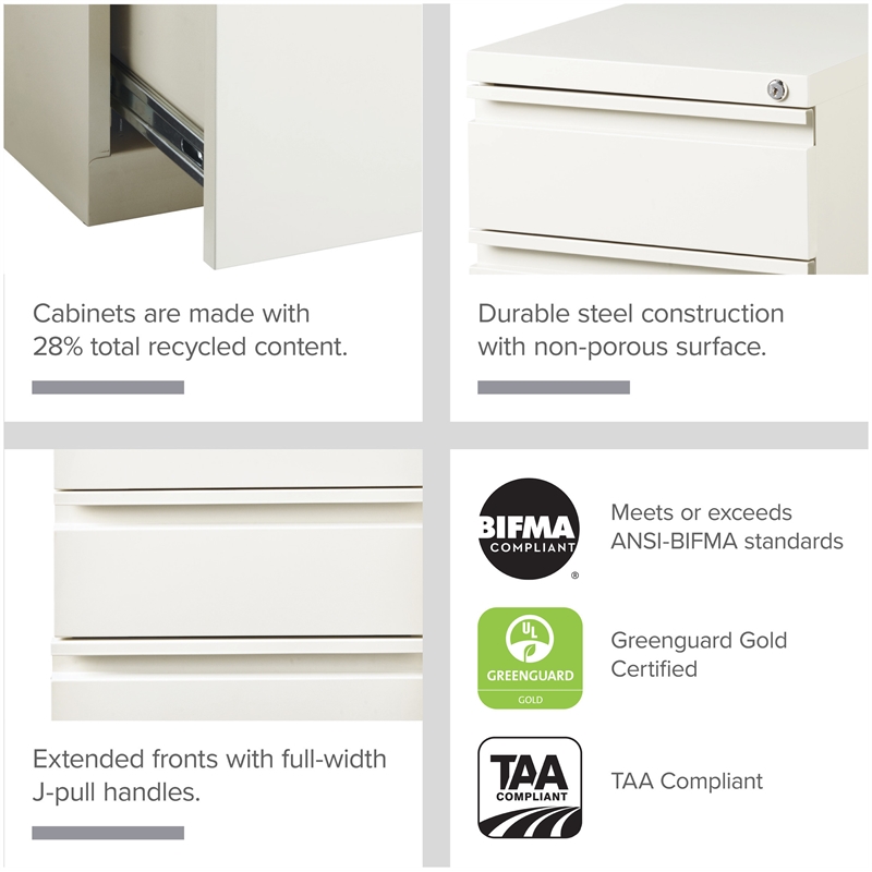 Scranton & Co Set of 12 White Metal 3-Drawer Mobile File Cabinets