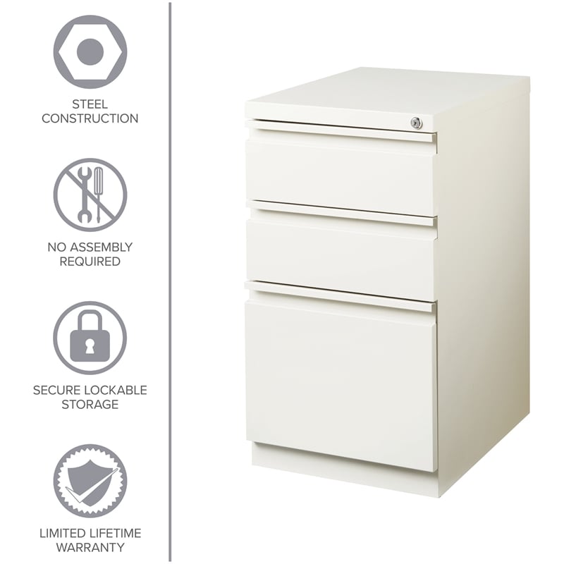 Scranton & Co Set of 12 White Metal 3-Drawer Mobile File Cabinets