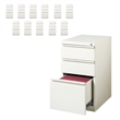 Scranton & Co Set of 12 White Metal 3-Drawer Mobile File Cabinets