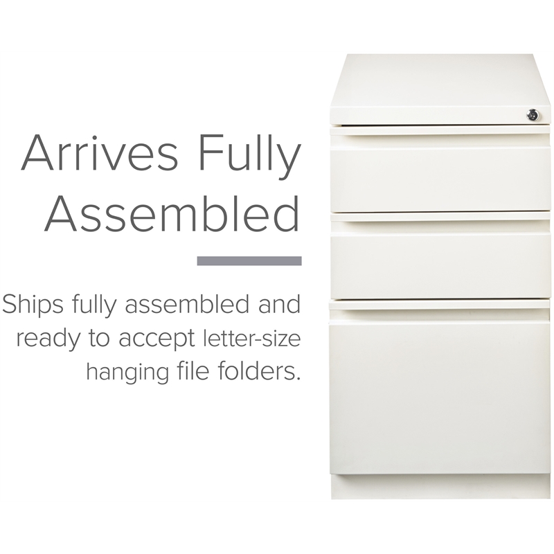 Scranton & Co Set of 12 White Metal 3-Drawer Mobile File Cabinets