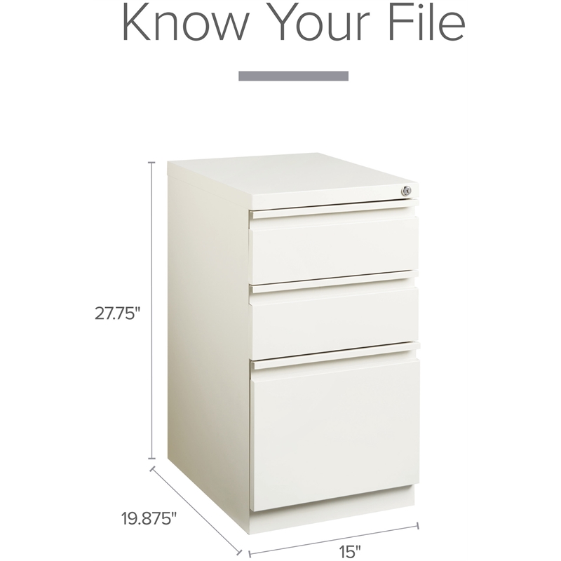 Scranton & Co Set of 12 White Metal 3-Drawer Mobile File Cabinets