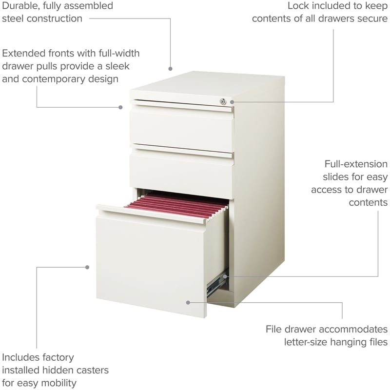 Scranton & Co Set of 12 White Metal 3-Drawer Mobile File Cabinets
