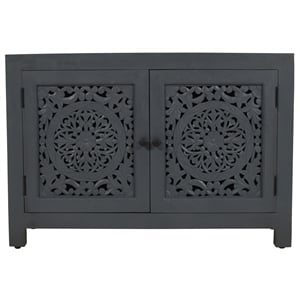Scranton & Co 2-Door Solid Wood Accent Cabinet with Carved Doors in Gray