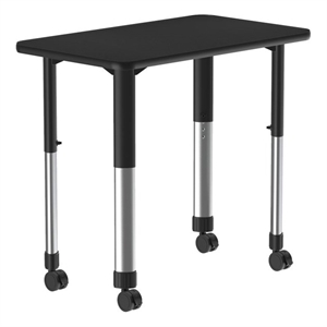 Scranton & Co Collaborative Desk with Casters in Walnut Wood Laminate