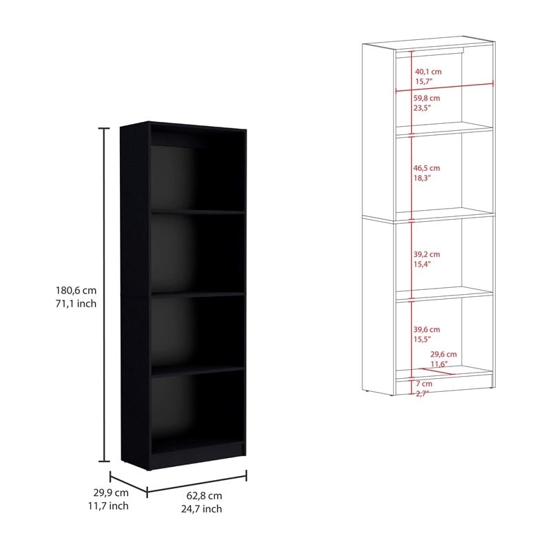 Scranton & Co Living Room Set with Sutton Bookcases in Black Wood