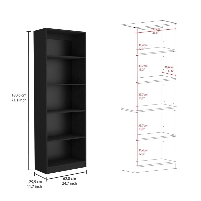 Scranton & Co Living Room Set with Sutton Bookcases in Black Wood