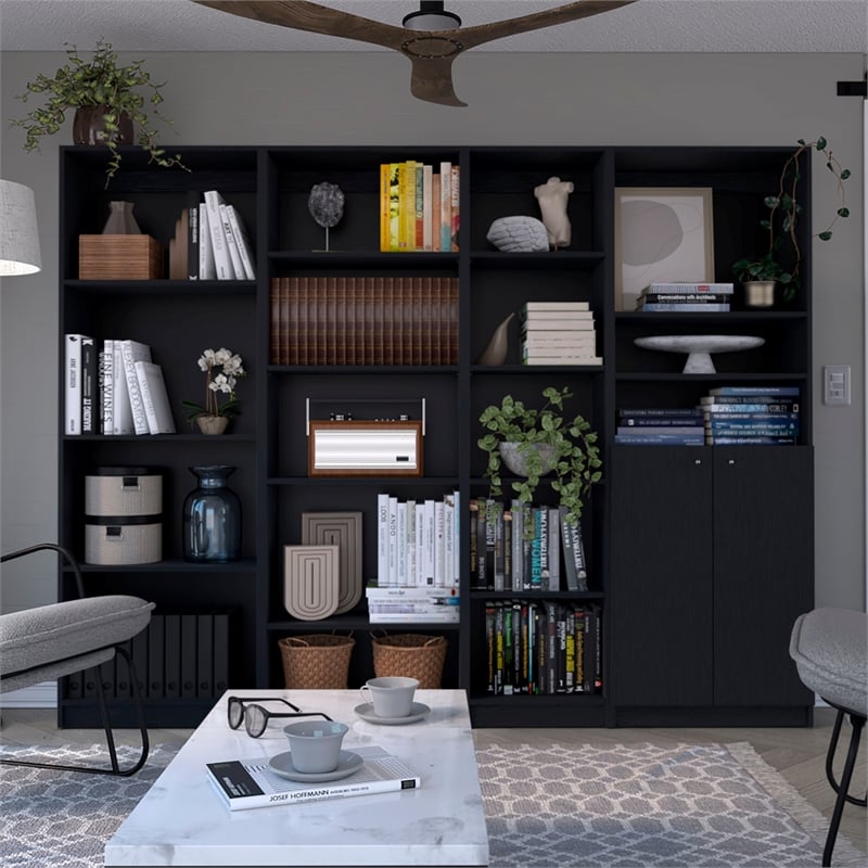 Scranton & Co Misani 4 Piece Living Room Set Black Engineered Wood